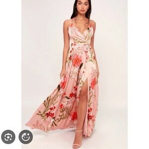 Lulus Floral Pink Maxi Dress
